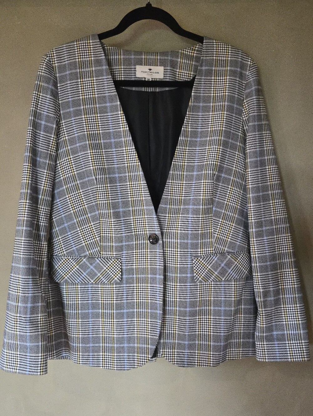 Tom Tailor (135$) | Women’s Gray Plaid Single-Button Blazer, Size 38 - Picture 5 of 12